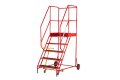 Mobile steps with handrails and platform anti-slip surface 