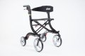 Black folding 4 wheeled rollator