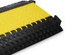 Black and yellow heavy duty cable protector with hinged lid