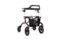 Red heavy duty bariatric rollator with seat, bag and backrest 