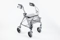 Steel 4-wheeled rollator with basket, seat and tray 