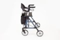 4-wheeled blue aluminium rollator walker with seat, bag and backrest 