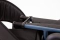 Rollator with clip shut when stored 
