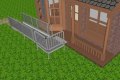 Steel modular ramp with platform outside decking