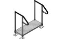 Single adjustable step with handrails 