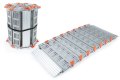 Rollable wheelchair ramp rolled for storage 