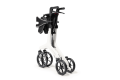 Folded 4 wheeled white rollator 