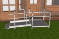 Modular ramp in front of home with double handrails and anti-slip surface 