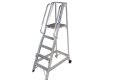 Aluminium Trade Ladder with handrails and platform on wheels 