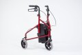 Side view of the red rollator 