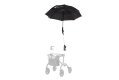 Black umbrella used on rollator 
