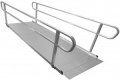 Wheelchair ramp with handrails attached on a white background