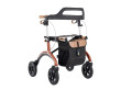 Red carbon fibre rollator with seat and bag