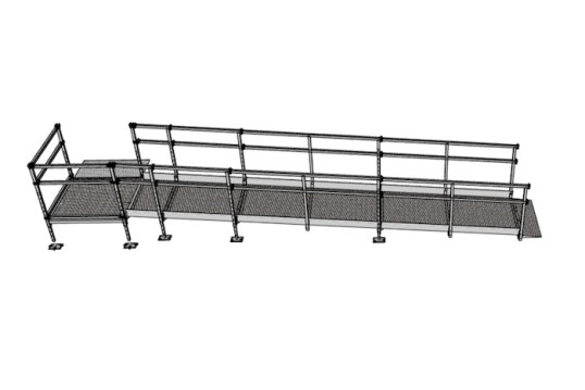 5.5m modular wheelchair ramp with platform and handrails