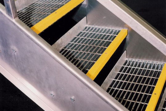 Yellow nosing on staircase