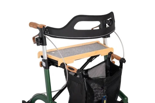 Bamboo rollator tray with grey felt surface