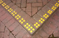 Yellow anti slip discs on steps 