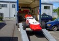 Racing car on loading ramps