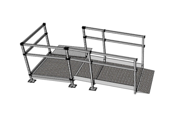 Steel modular ramp with handrails 