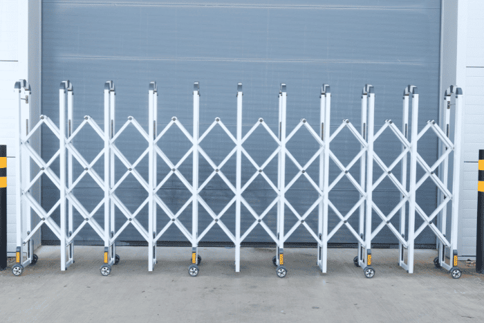 expandable barrier infront of warehouse expandable barrier infront of warehouse