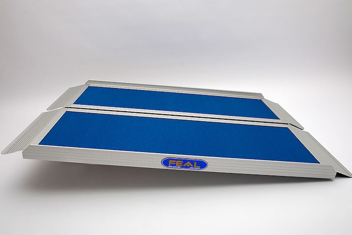 Blue wheelchair ramp