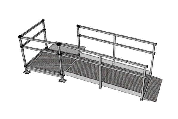 Steel Modular Wheelchair Ramp with handrails and platform