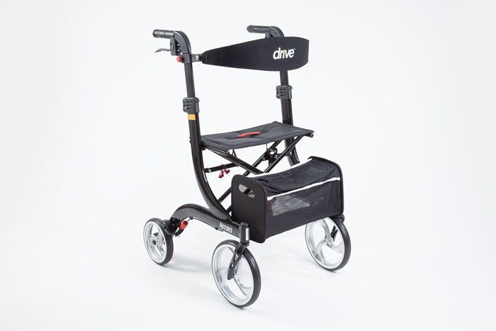 Black nitro rollator with seat and bag Black nitro rollator with seat and bag