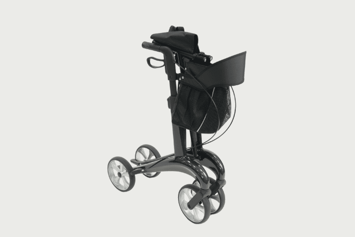Folded black carbon rollator