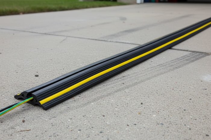 EV cable protector on driveway