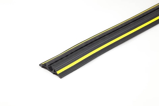 Black and yellow rubber EV charger cable protector 