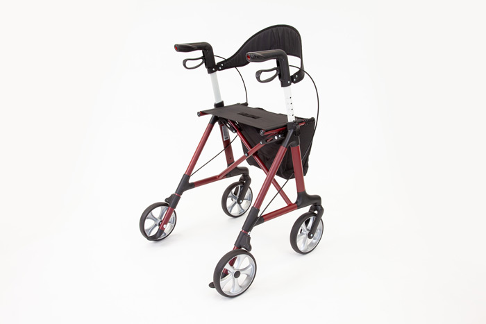 4-wheel rollator with backrest and bag 