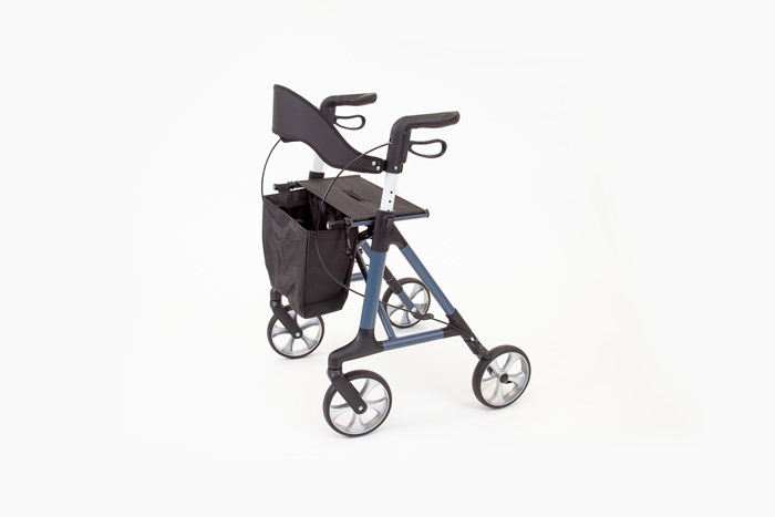 Rollator with backrest and bag and seat 