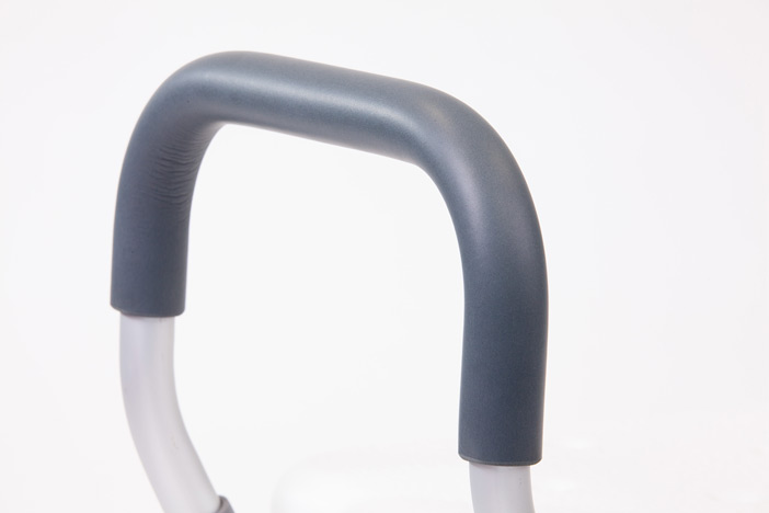 Shower stool with coated handles