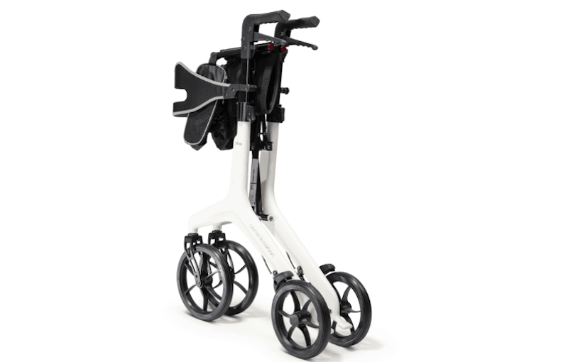 AeroWalk Carbon Rollator folded for storage AeroWalk Carbon Rollator folded for storage
