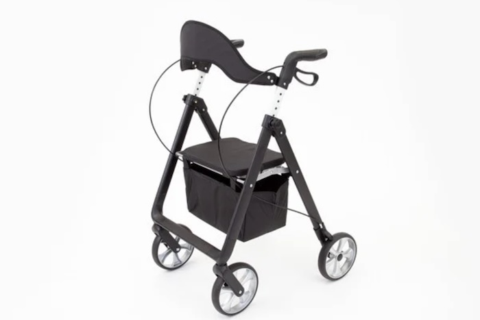 4 wheeled black folding rollator