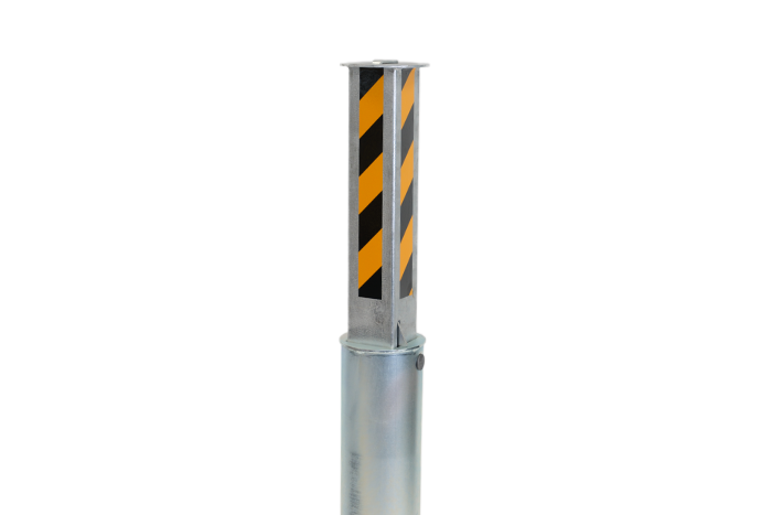 Telescopic parking bollard - steel with reflective tape