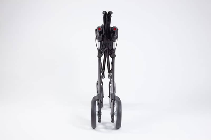 Folded black carbon rollator Folded black carbon rollator