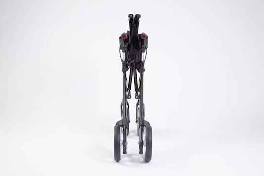 Folded black carbon rollator Folded black carbon rollator