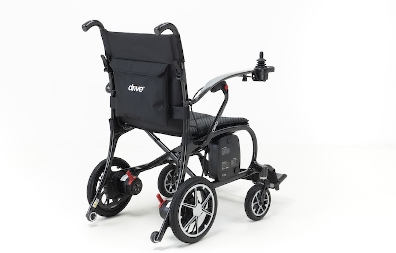 AeroCarbon Powerchair rear view including anti tippers 