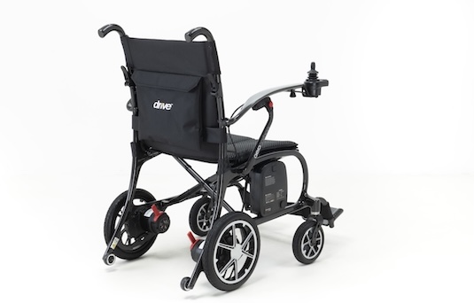 AeroCarbon Powerchair rear view including anti tippers 