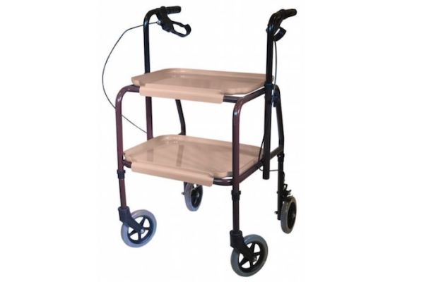 Adjustable trolley with two trays 