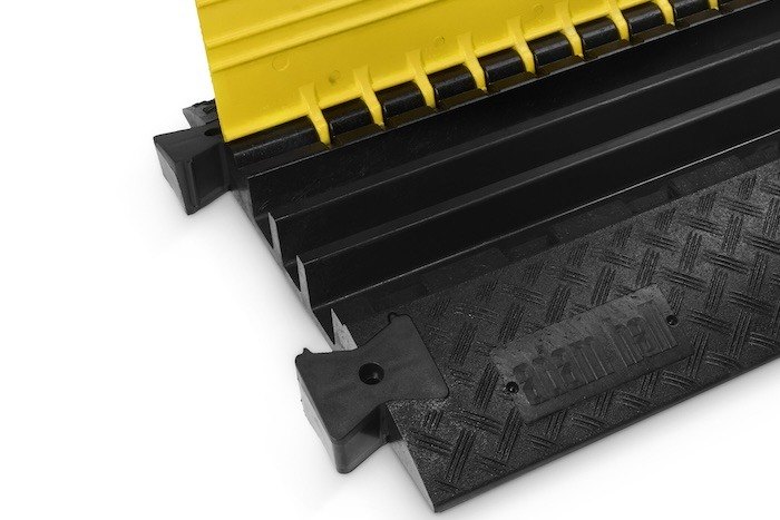 Defender III 3-Channel Cable Protector with open yellow lid 