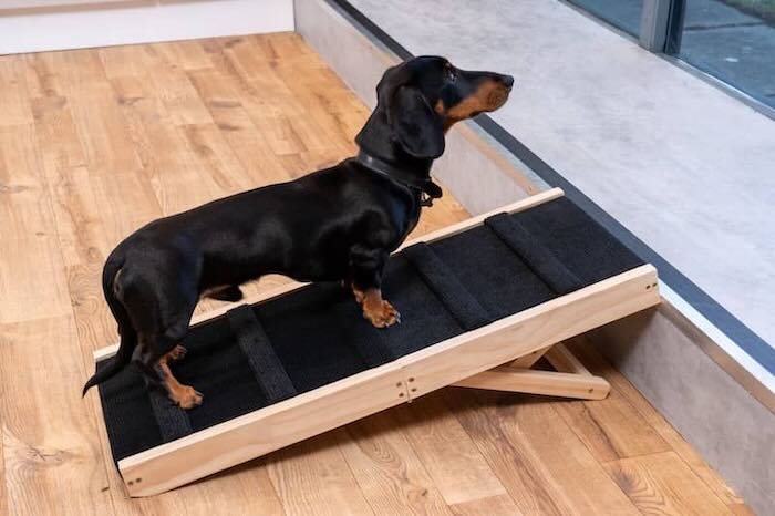 Adjustable wooden dog ramp