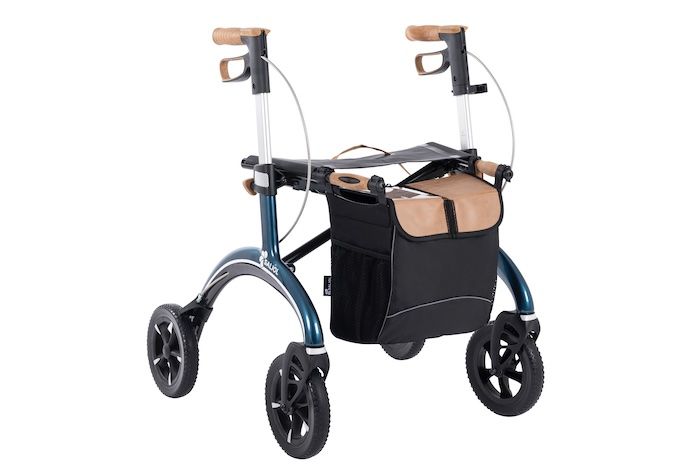 Blue sajol carbon rollator with seat and bag 