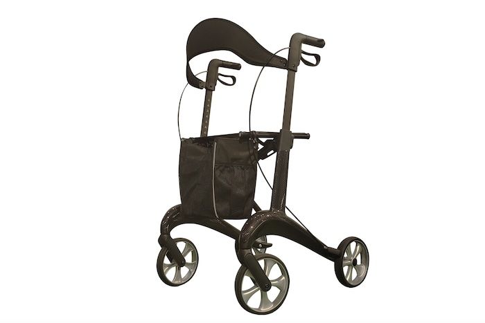 TRP7 Carbon Fibre Rollator TRP7 Carbon Fibre Rollator Black, four-wheeled walking aid