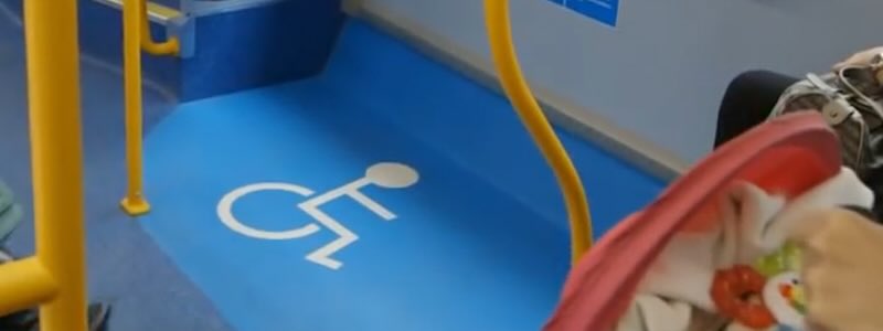 Disabled symbol on a bus floor 