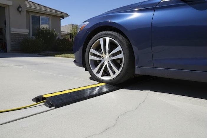 car driving over 1 channel cable protector car driving over 1 channel cable protector