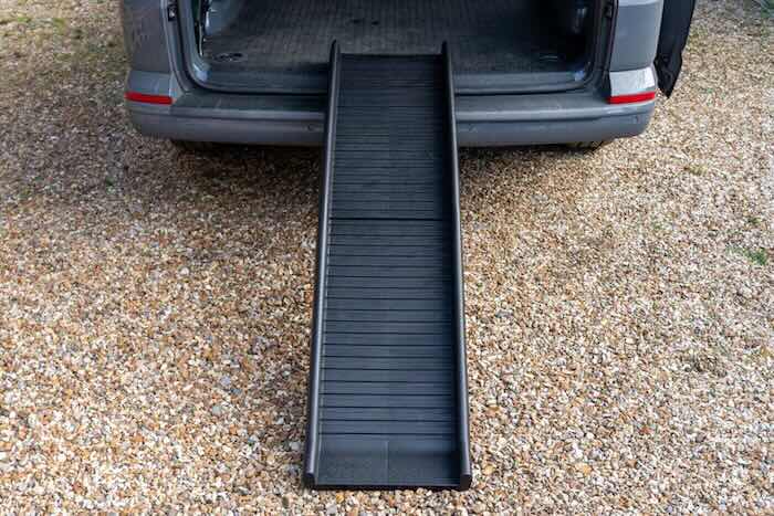Dog ramp providing acesss to car boot