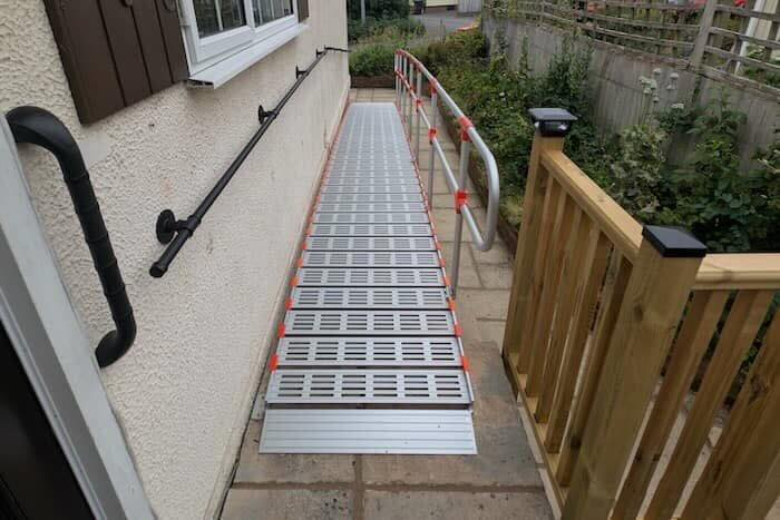 Rollable ramp installed on decking