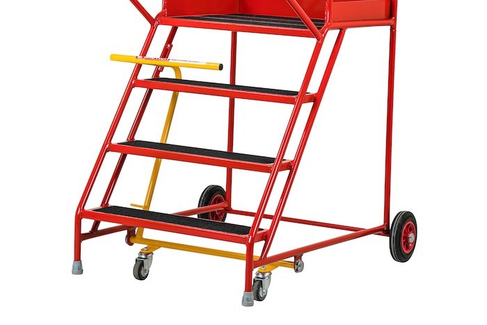 Steel ladder lock into position